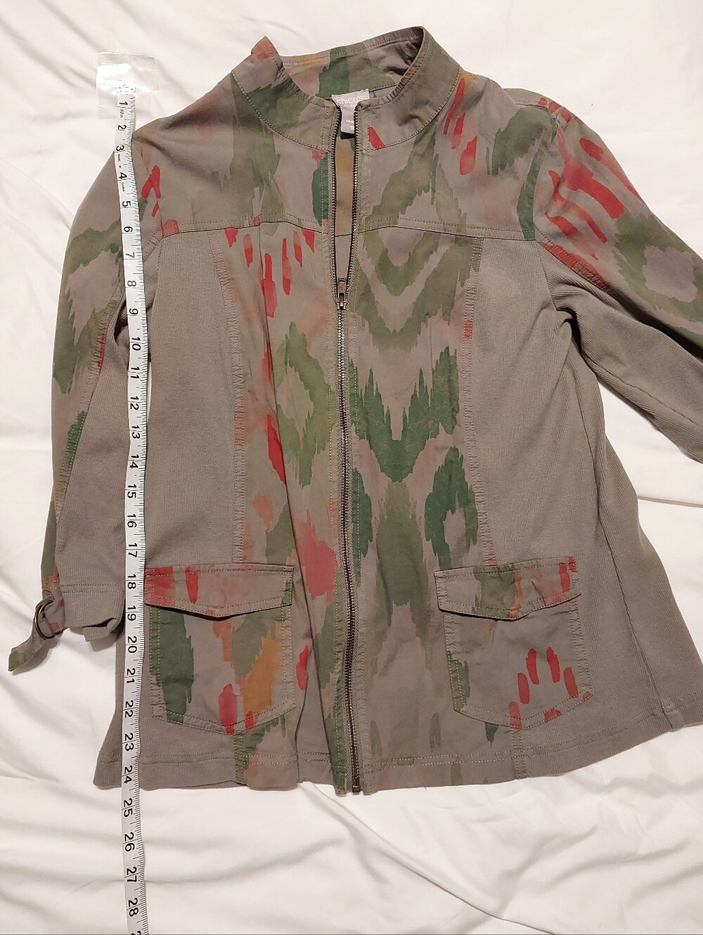 Chicos Zenergy Ikat Utility Jacket Womens Size 1